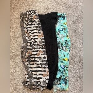Set of 3 Lightweight GAP Scarves - Floral, Black, Striped